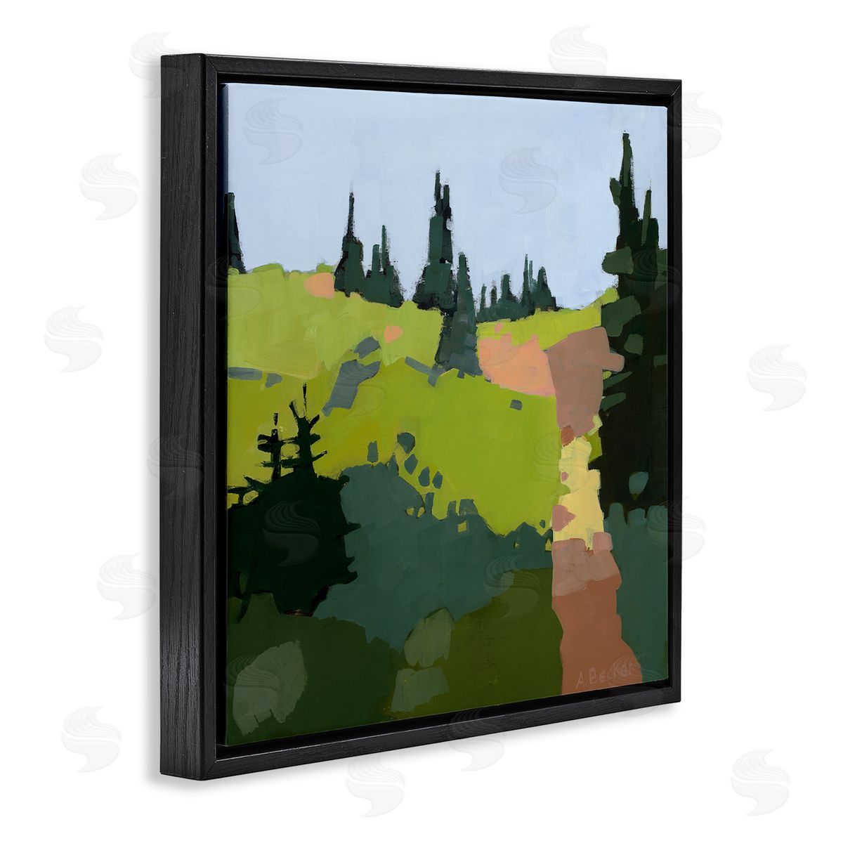 Anne Becker Tree Lined Path Abstract Meadow Landscape Black Floater Frame Canvas Art