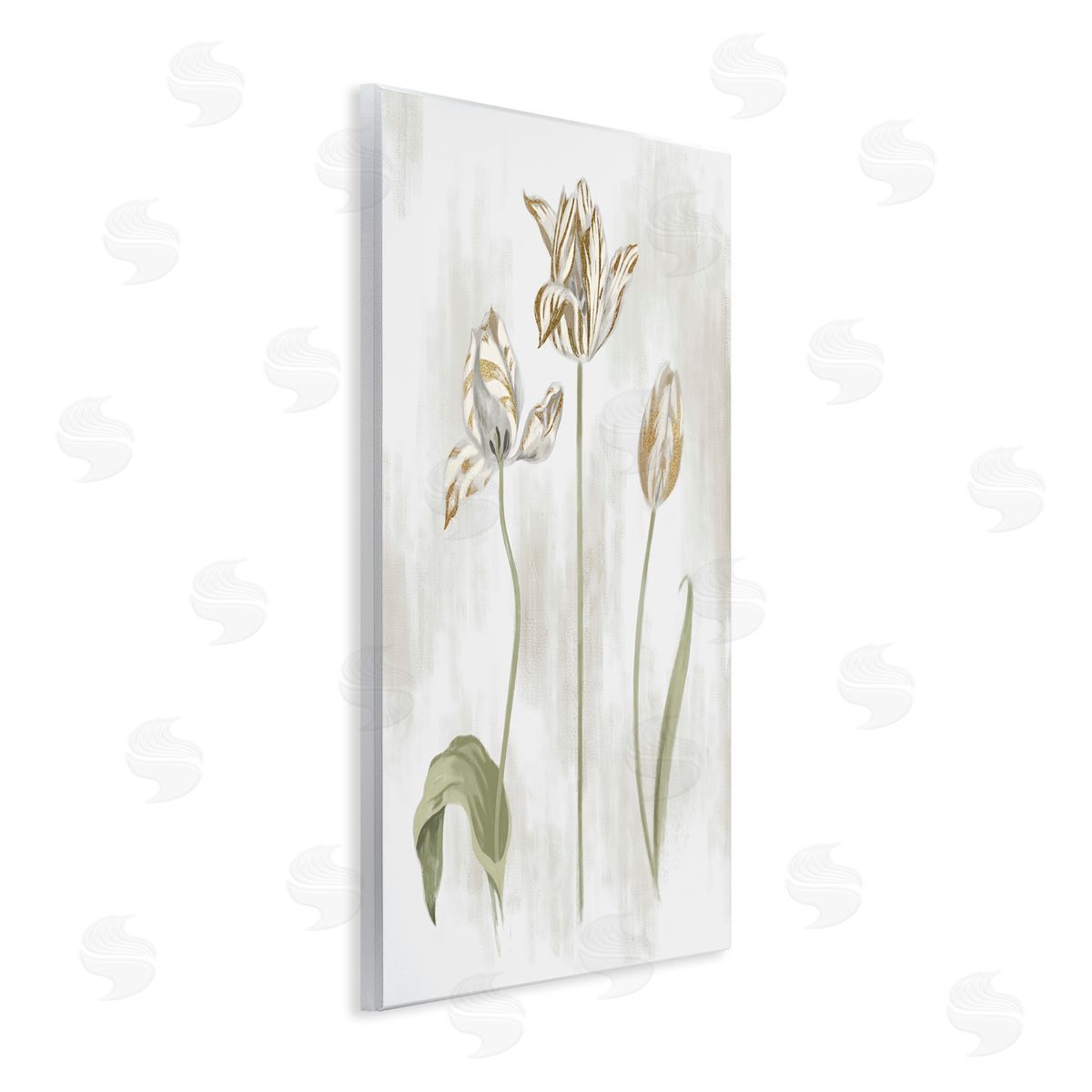 Stupell Studio Golden Irises Blooming over Neutral Beige Wall Plaque Art
