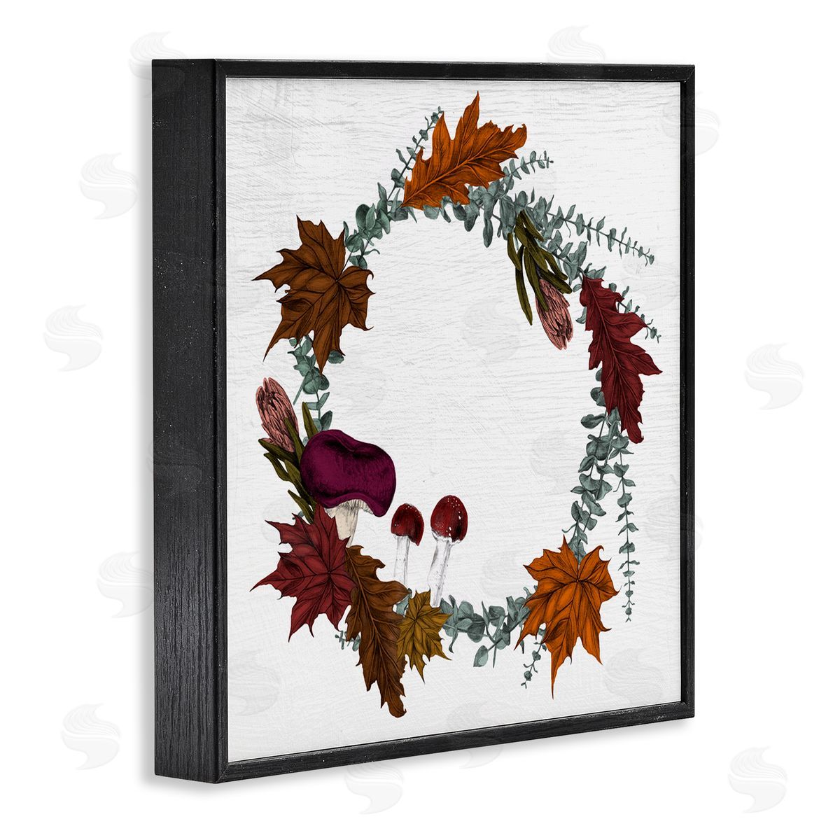 Stupell Studio Forest Foliage Wreath with Harvest Mushrooms Black Framed Giclee Wall Art