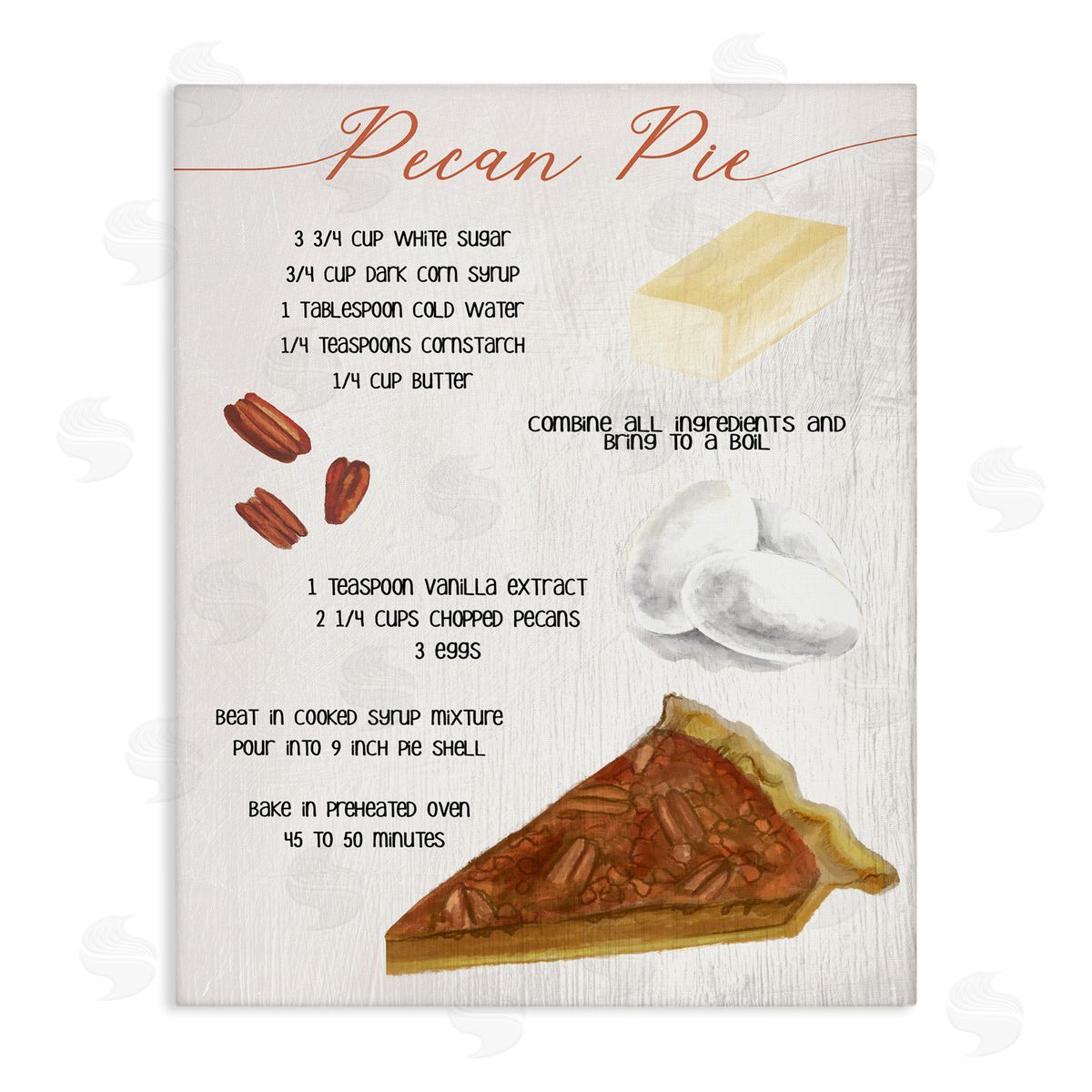 Stupell Studio Autumn Pecan Pie Farmhouse Dessert Recipe Canvas Wall Art