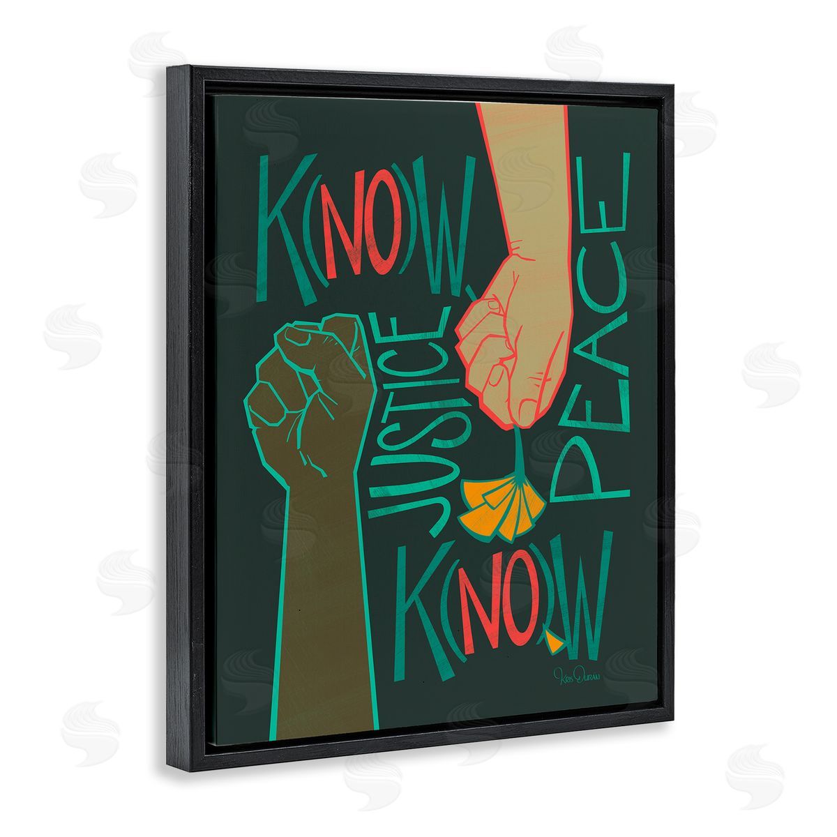Kris Duran Know Justice, Know Peace Hands In Social Statement Black Floater Frame Canvas Art
