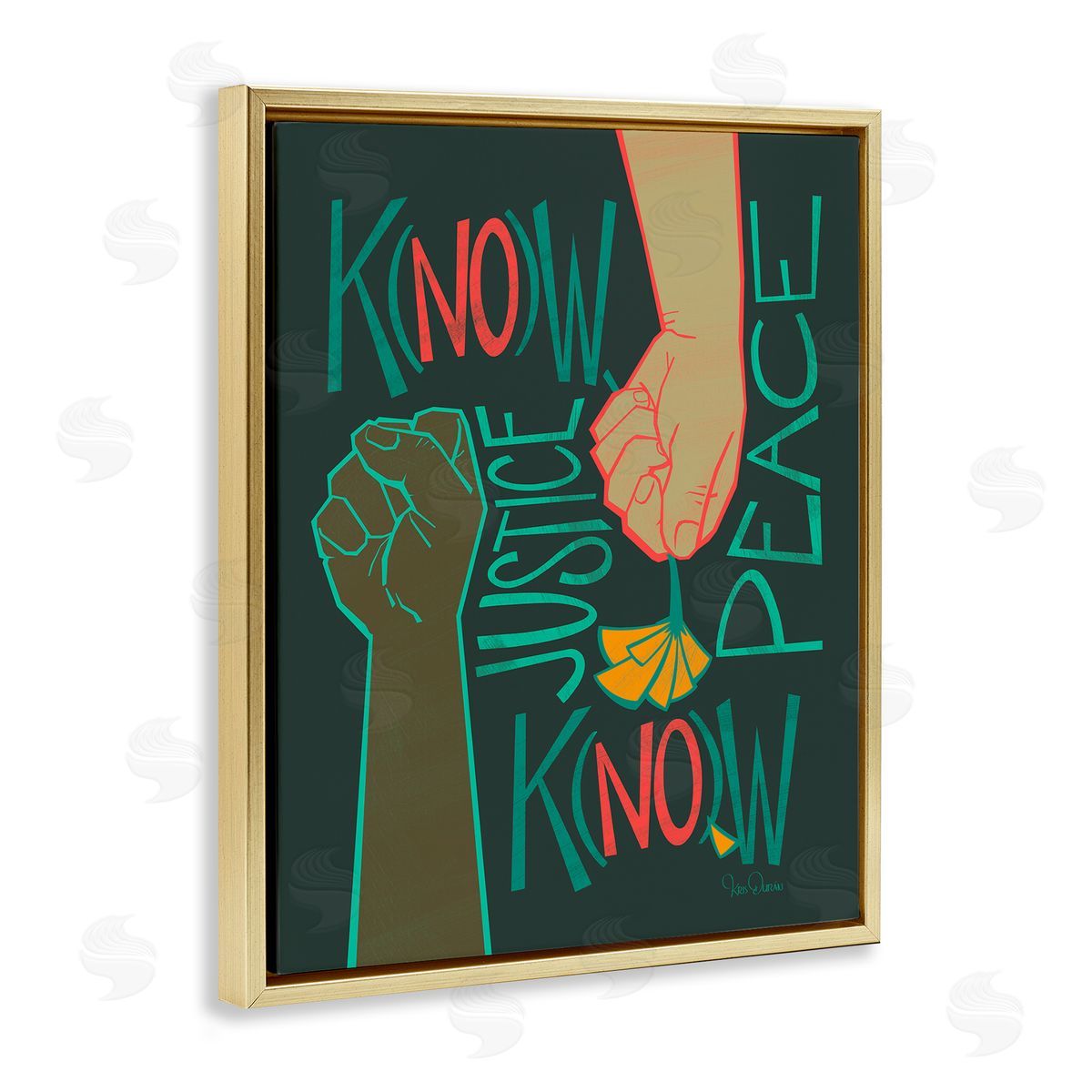 Kris Duran Know Justice, Know Peace Hands In Social Statement Gold Floater Frame Canvas Art