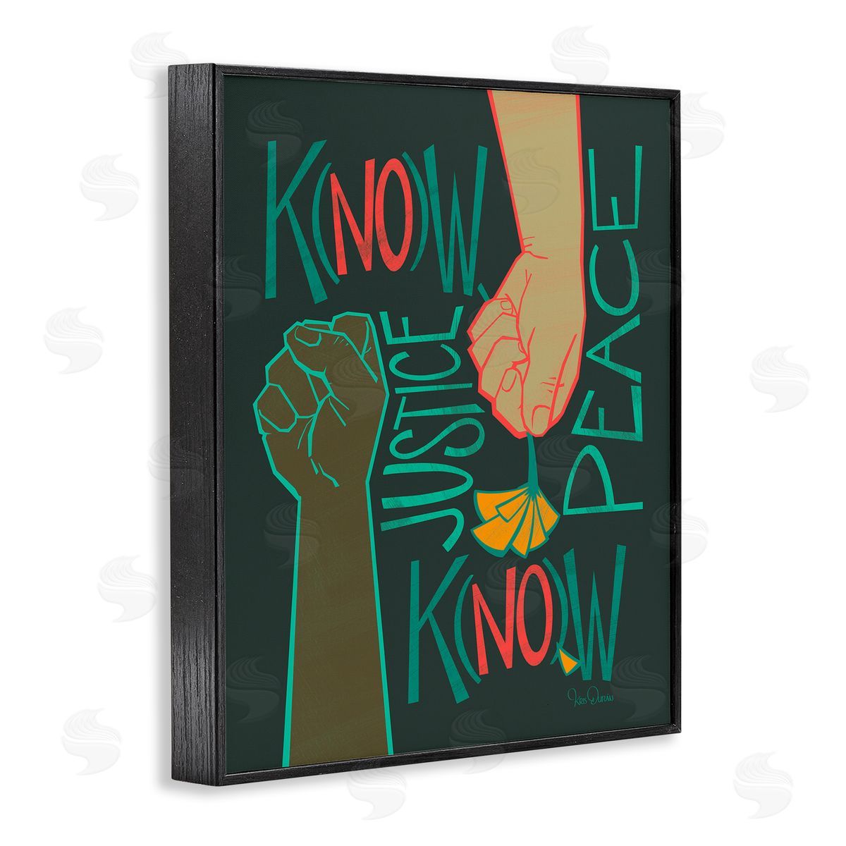 Kris Duran Know Justice, Know Peace Hands In Social Statement Black Framed Giclee Wall Art