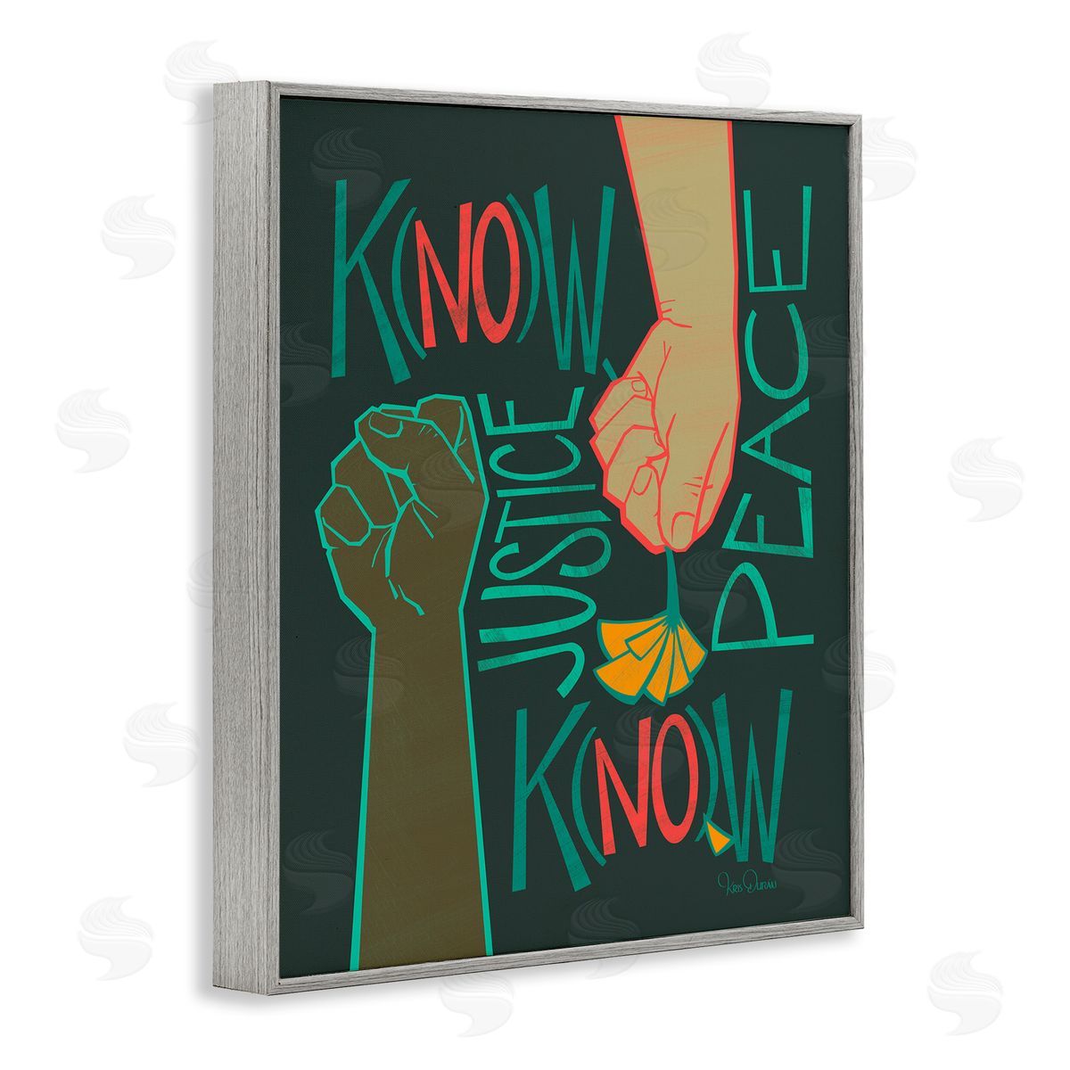 Kris Duran Know Justice, Know Peace Hands In Social Statement Gray Framed Giclee Wall Art