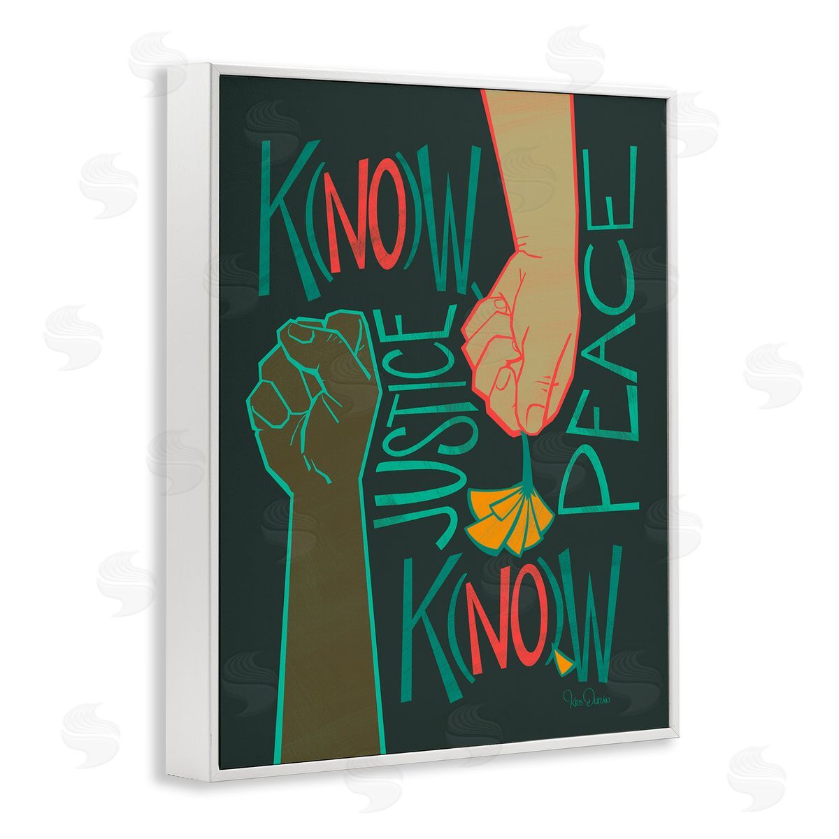 Kris Duran Know Justice, Know Peace Hands In Social Statement White Framed Giclee Wall Art
