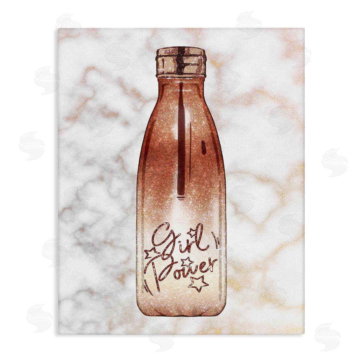 Ziwei Li Girl Power Quote Fashion Bottle over Marble Canvas Wall Art