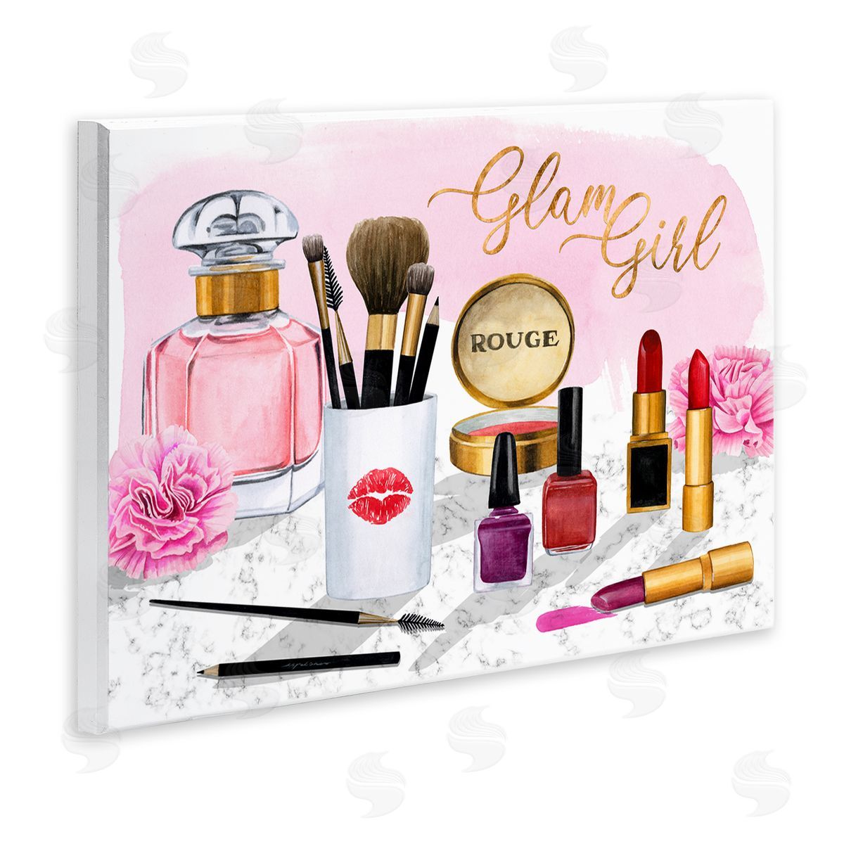 Grace Popp Glam Girl Phrase with Fashion Cosmetic Accessories Wall Plaque Art