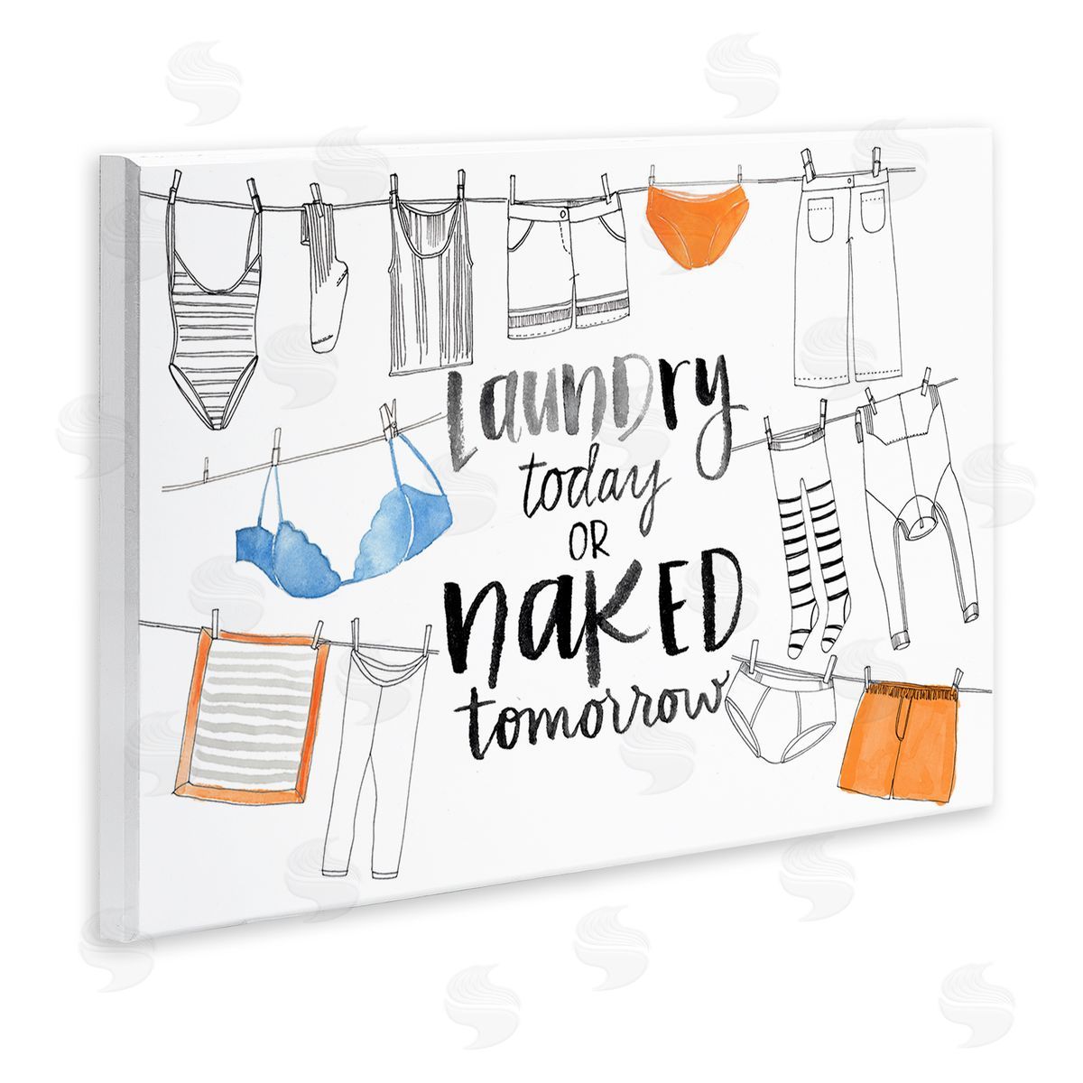 Jennifer Paxton Parker Laundry Today Naked Tomorrow Phrase Vintage Clothesline Wall Plaque Art