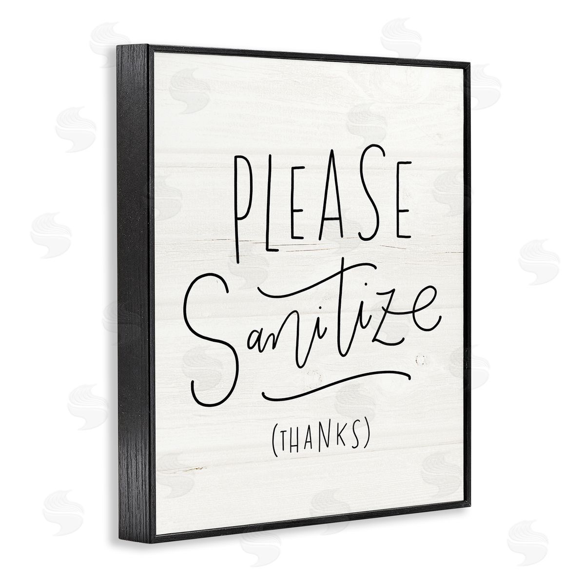 Loni Harris Please Sanitize Phrase Minimal Rustic Text Black Framed Giclee Wall Art