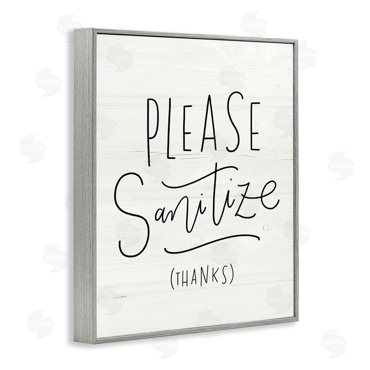 Loni Harris Please Sanitize Phrase Minimal Rustic Text Gray Framed Giclee Wall Art