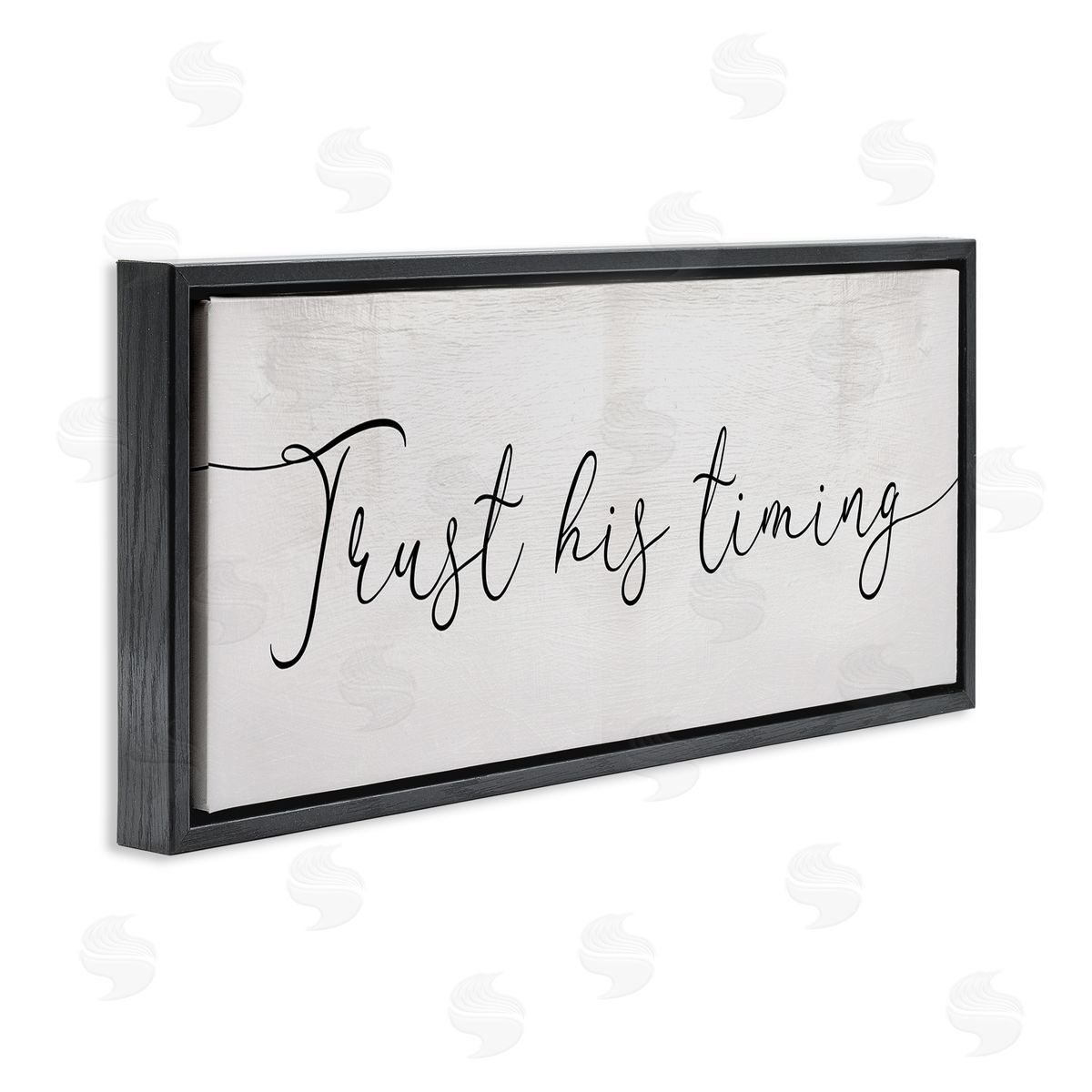 Stupell Studio Trust His Timing Phrase Elegant Cursive Typography Black Floater Frame Canvas Art