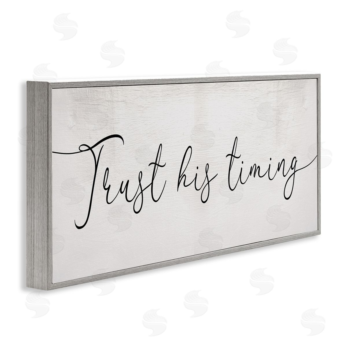 Stupell Studio Trust His Timing Phrase Elegant Cursive Typography Gray Framed Giclee Wall Art