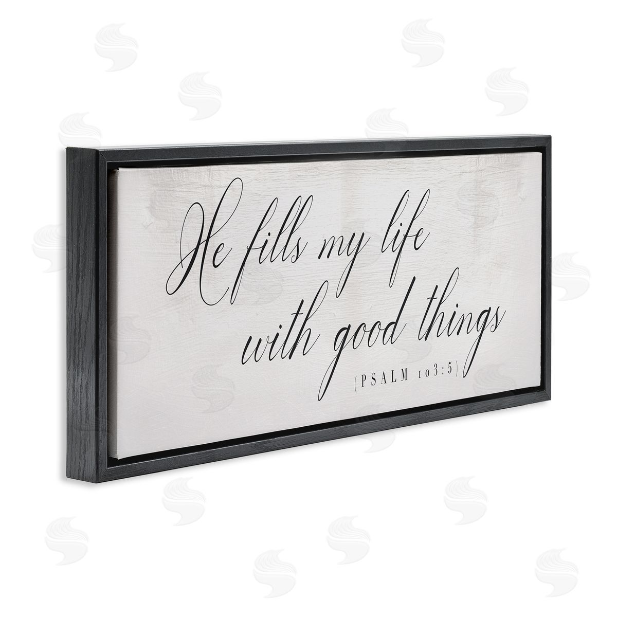 Stupell Studio He Fills My Life Phrase Elegant Faith Typography Black Floater Frame Canvas Art
