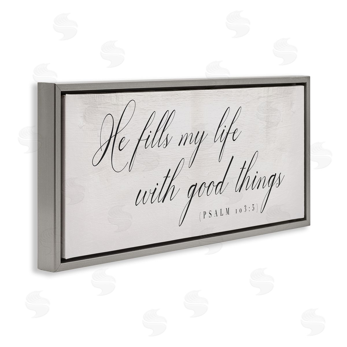 Stupell Studio He Fills My Life Phrase Elegant Faith Typography Gray Floater Frame Canvas Art