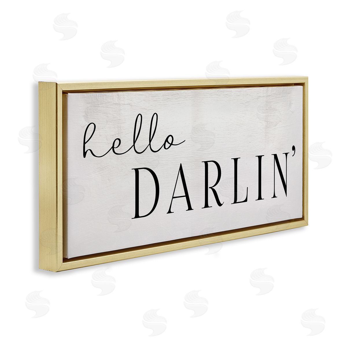 Stupell Studio Hello Darlin' Phrase Charming Southern Typography Gold Floater Frame Canvas Art