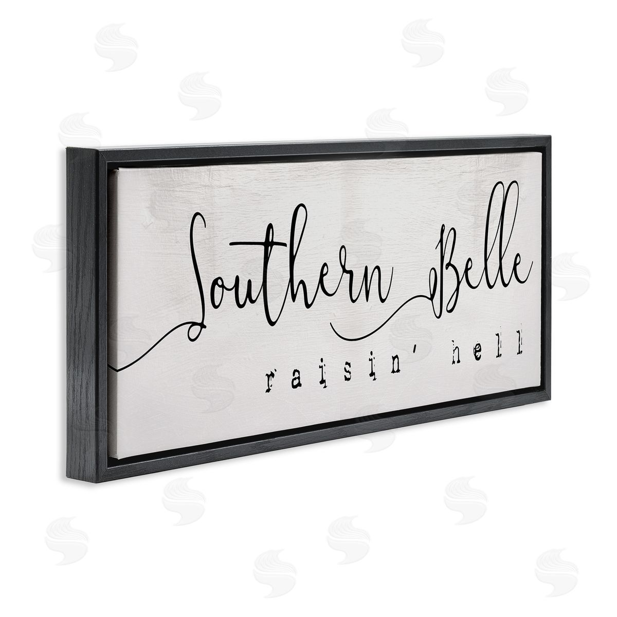 Stupell Studio Southern Belle Raisin' Hell Phrase Charming Humor Black Floater Frame Canvas Art