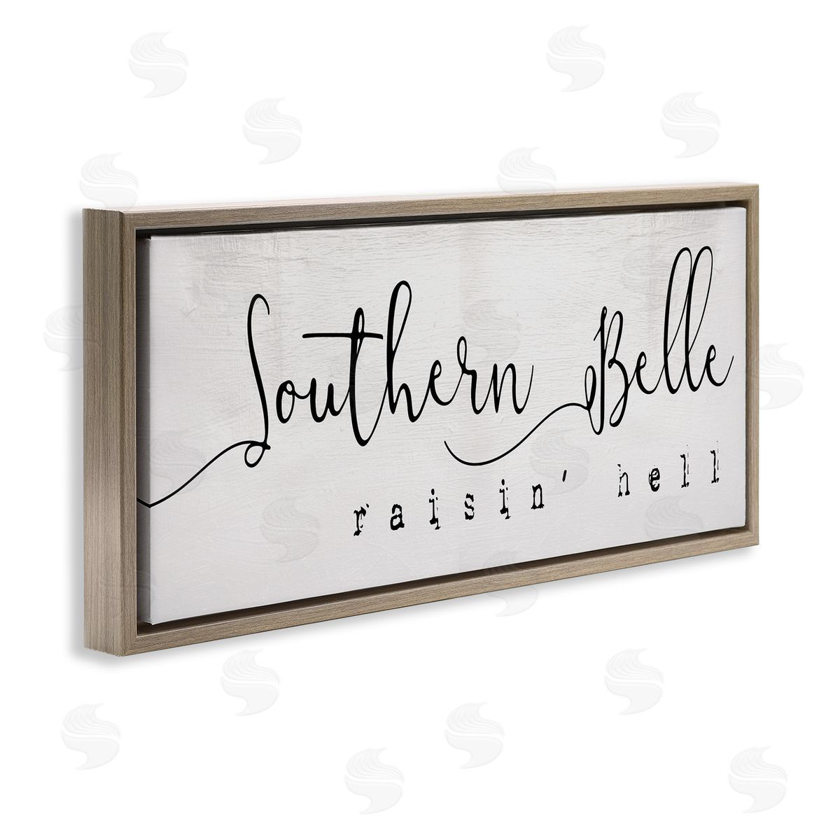 Stupell Studio Southern Belle Raisin' Hell Phrase Charming Humor Brown Floater Frame Canvas Art