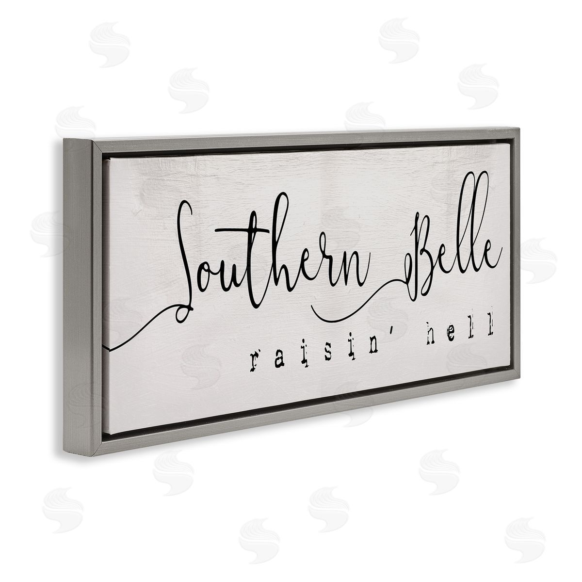 Stupell Studio Southern Belle Raisin' Hell Phrase Charming Humor Gray Floater Frame Canvas Art