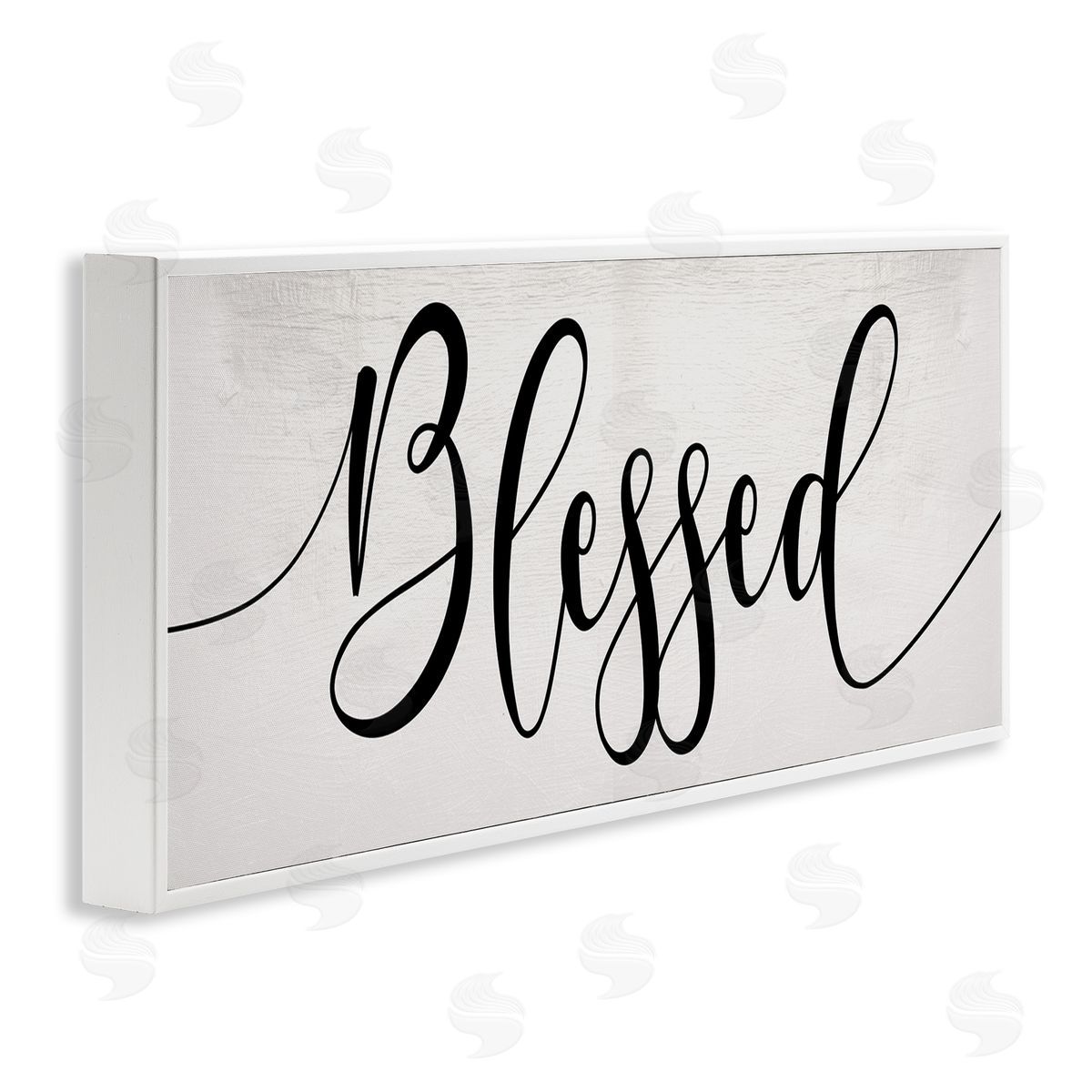 Stupell Studio Blessed Phrase Bold Cursive Faith Based Typography White Framed Giclee Wall Art