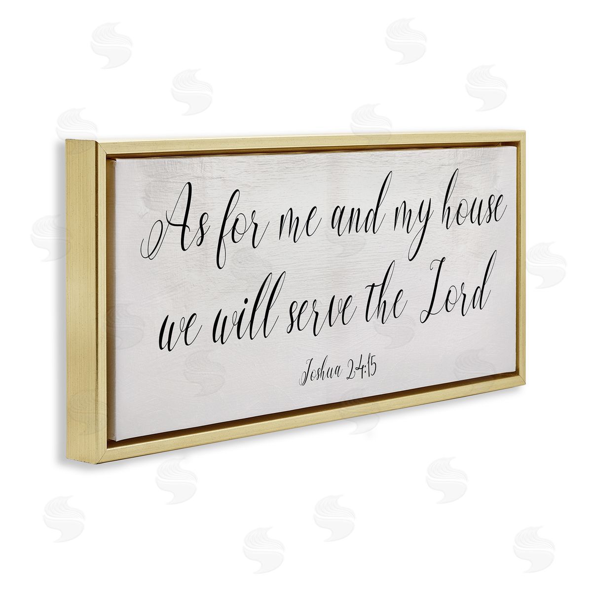 Stupell Studio We Will Serve the Lord Quote Minimal Cursive Typography Gold Floater Frame Canvas Art