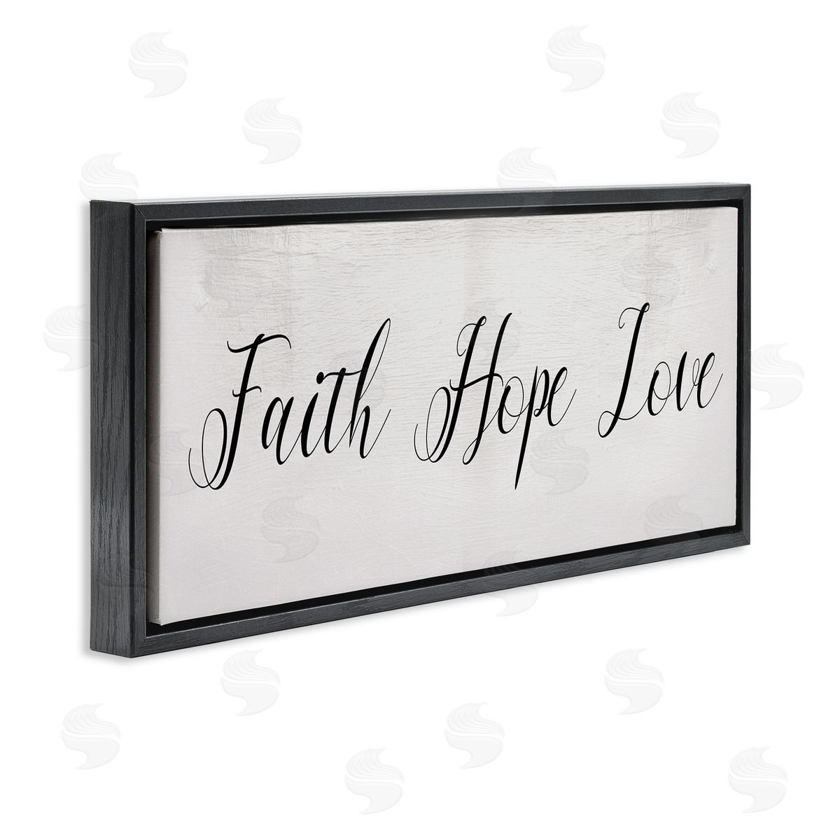 Stupell Studio Faith Hope Love Phrase Minimal Elegant Text Black Floater Frame Canvas Art