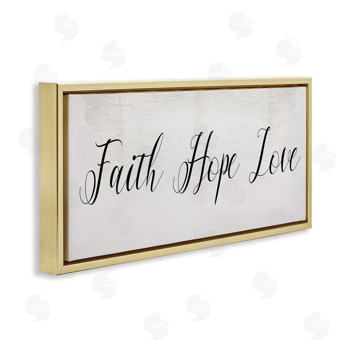 Stupell Studio Faith Hope Love Phrase Minimal Elegant Text Gold Floater Frame Canvas Art