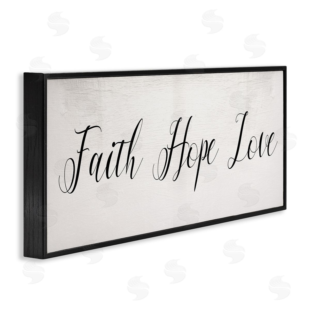 Stupell Studio Faith Hope Love Phrase Minimal Elegant Text Black Framed Giclee Wall Art