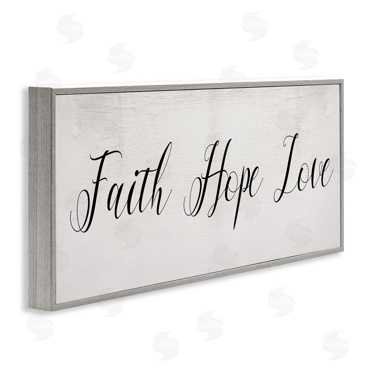 Stupell Studio Faith Hope Love Phrase Minimal Elegant Text Gray Framed Giclee Wall Art
