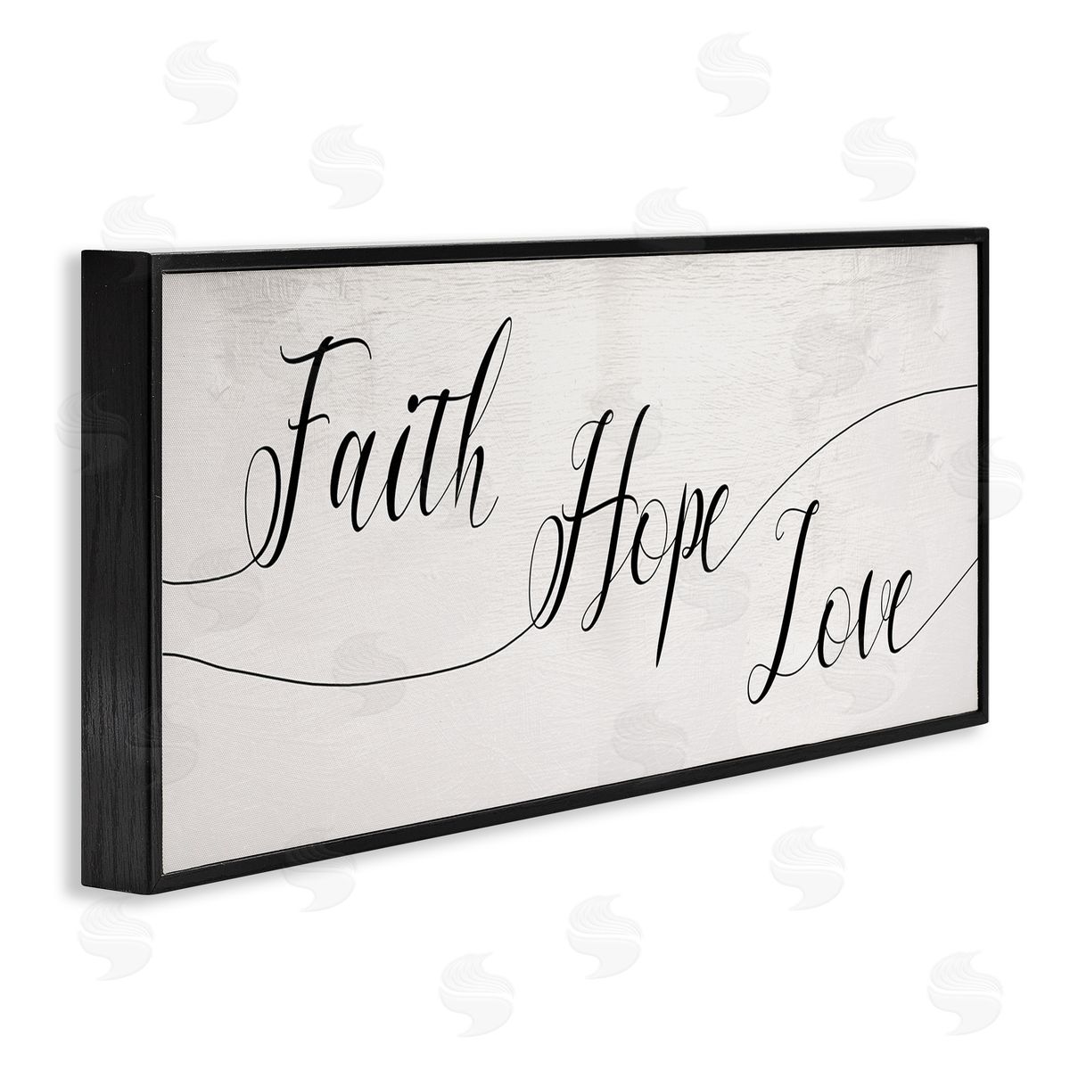 Stupell Studio Faith Hope Love Phrase with Whimsical Linework Typography Black Framed Giclee Wall Art