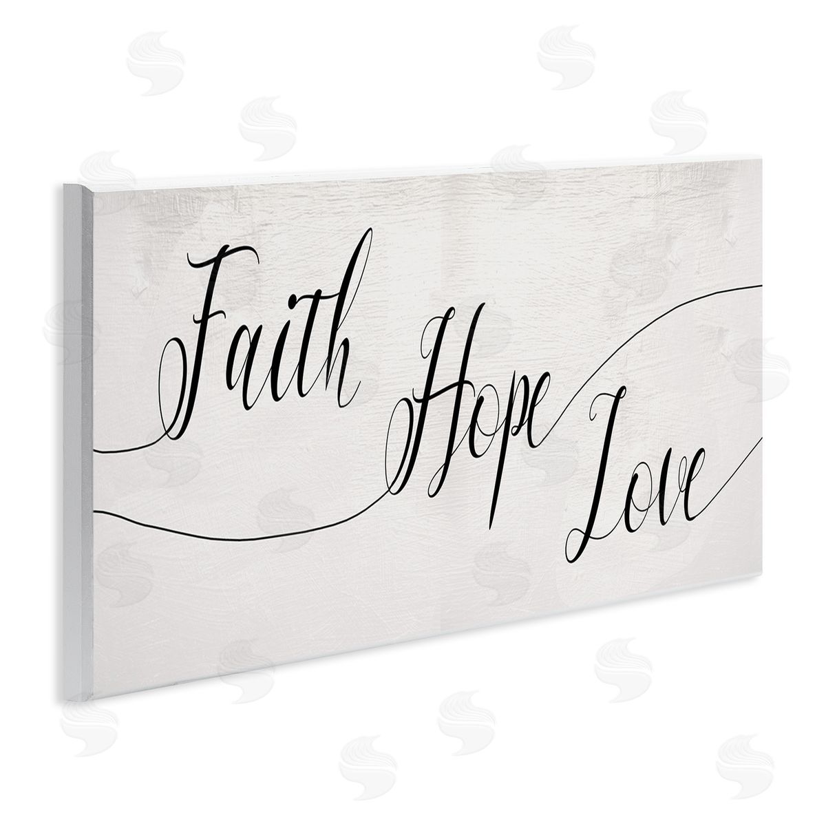 Stupell Studio Faith Hope Love Phrase with Whimsical Linework Typography Wall Plaque Art