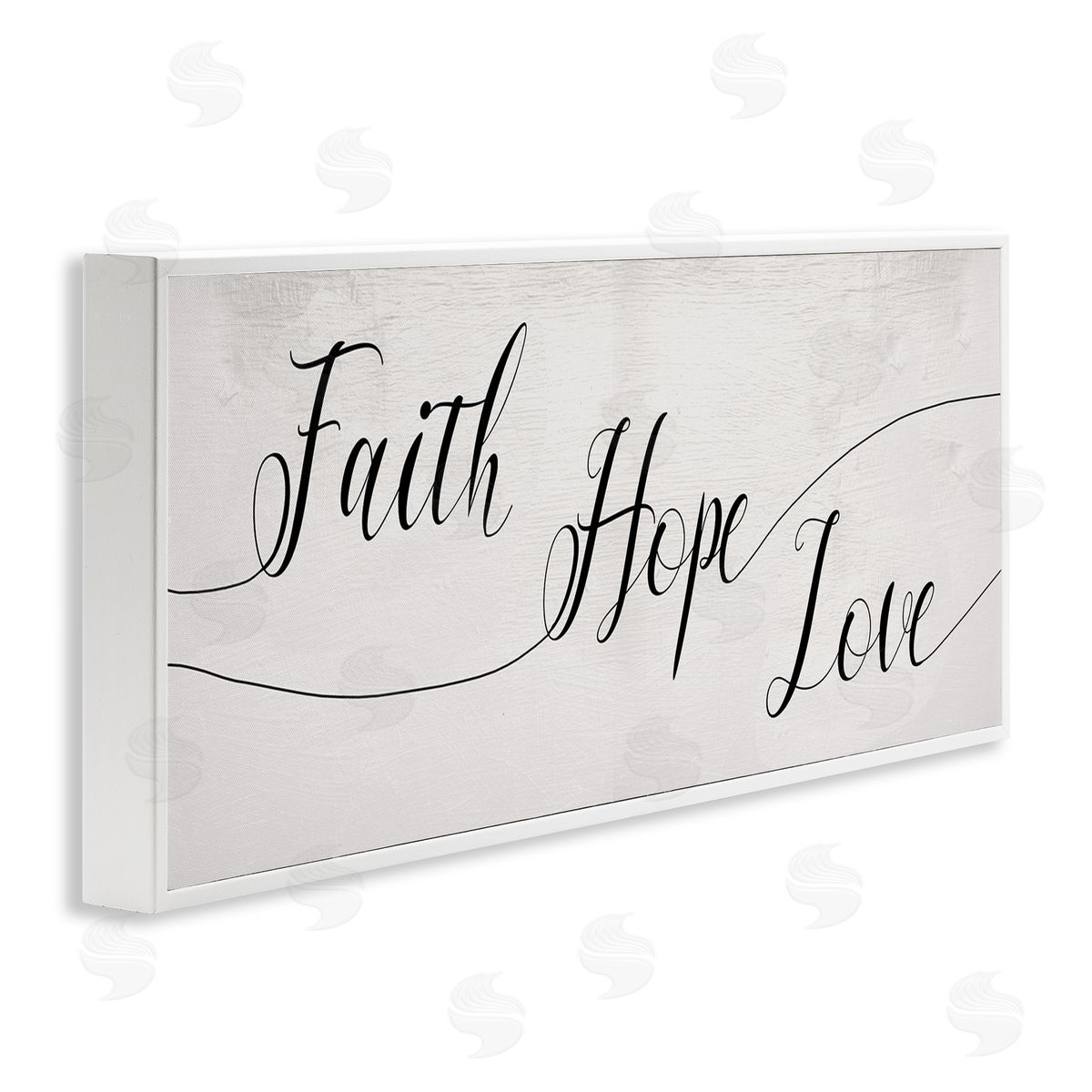 Stupell Studio Faith Hope Love Phrase with Whimsical Linework Typography White Framed Giclee Wall Art