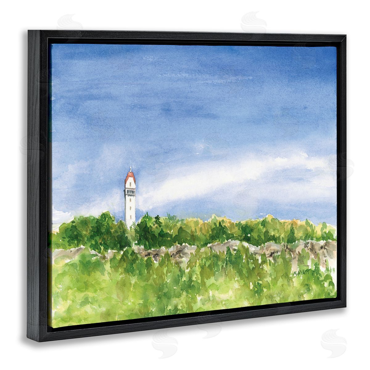 Melissa Hyatt Heublein Tower Forest Overlook Soft Watercolor Landscape Black Floater Frame Canvas Art