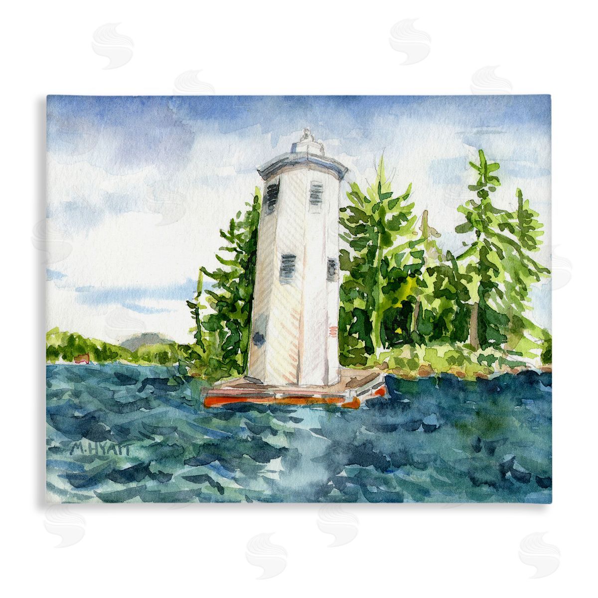 Melissa Hyatt Cove Side Lighthouse Rustic Lake Landscape Canvas Wall Art