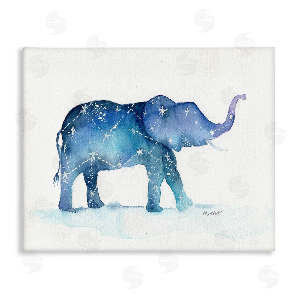 Melissa Hyatt Elephant March with Abstract Night Sky Constellation Canvas Wall Art