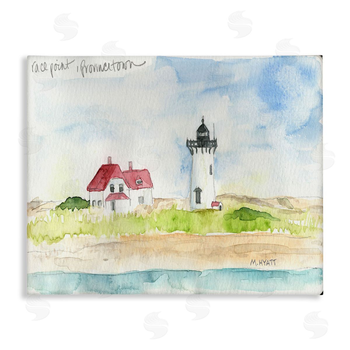 Melissa Hyatt Race Point Lighthouse Coastal Water Landscape Canvas Wall Art