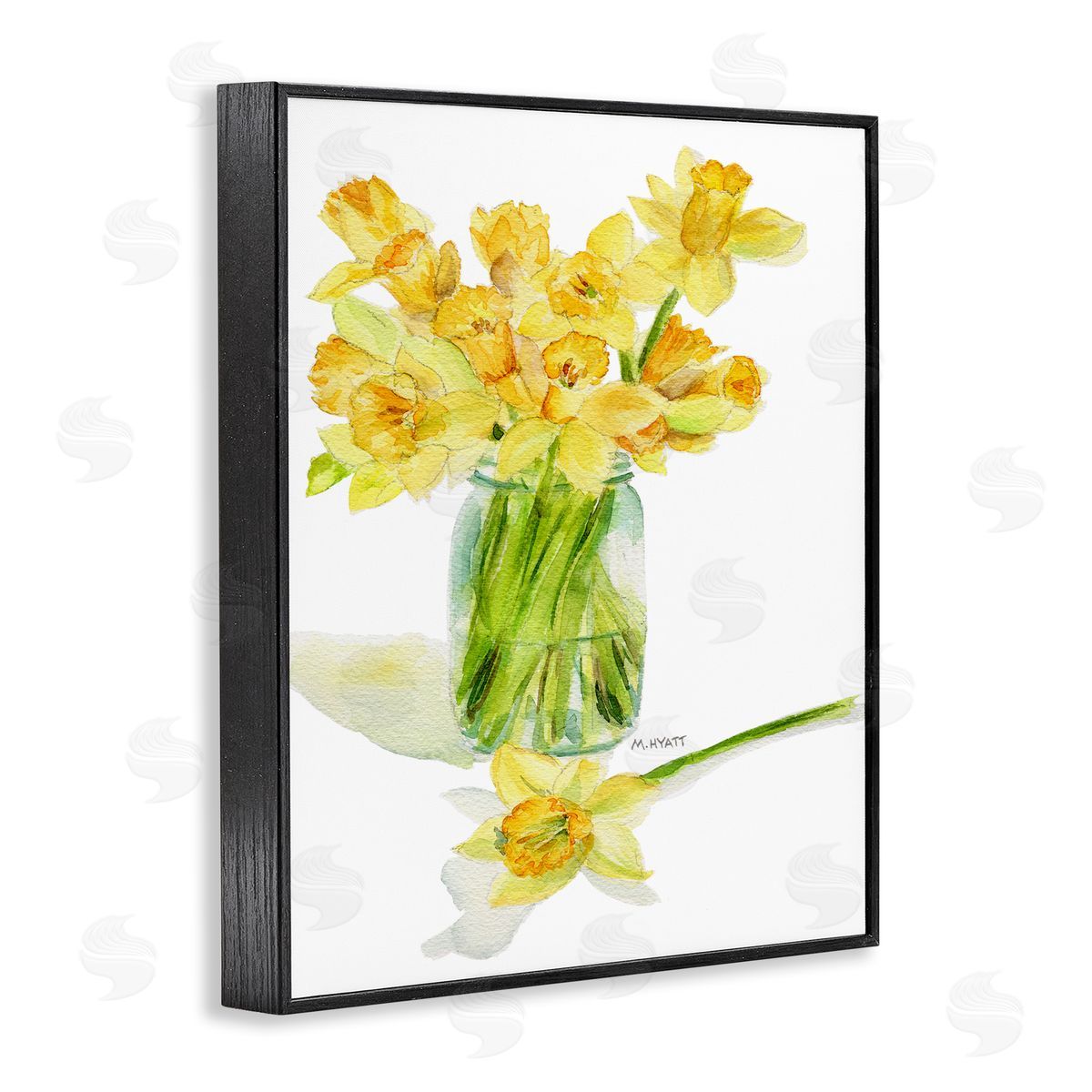 Melissa Hyatt Yellow Daffodil Bouquet in Canning Jar Black Framed Giclee Wall Art