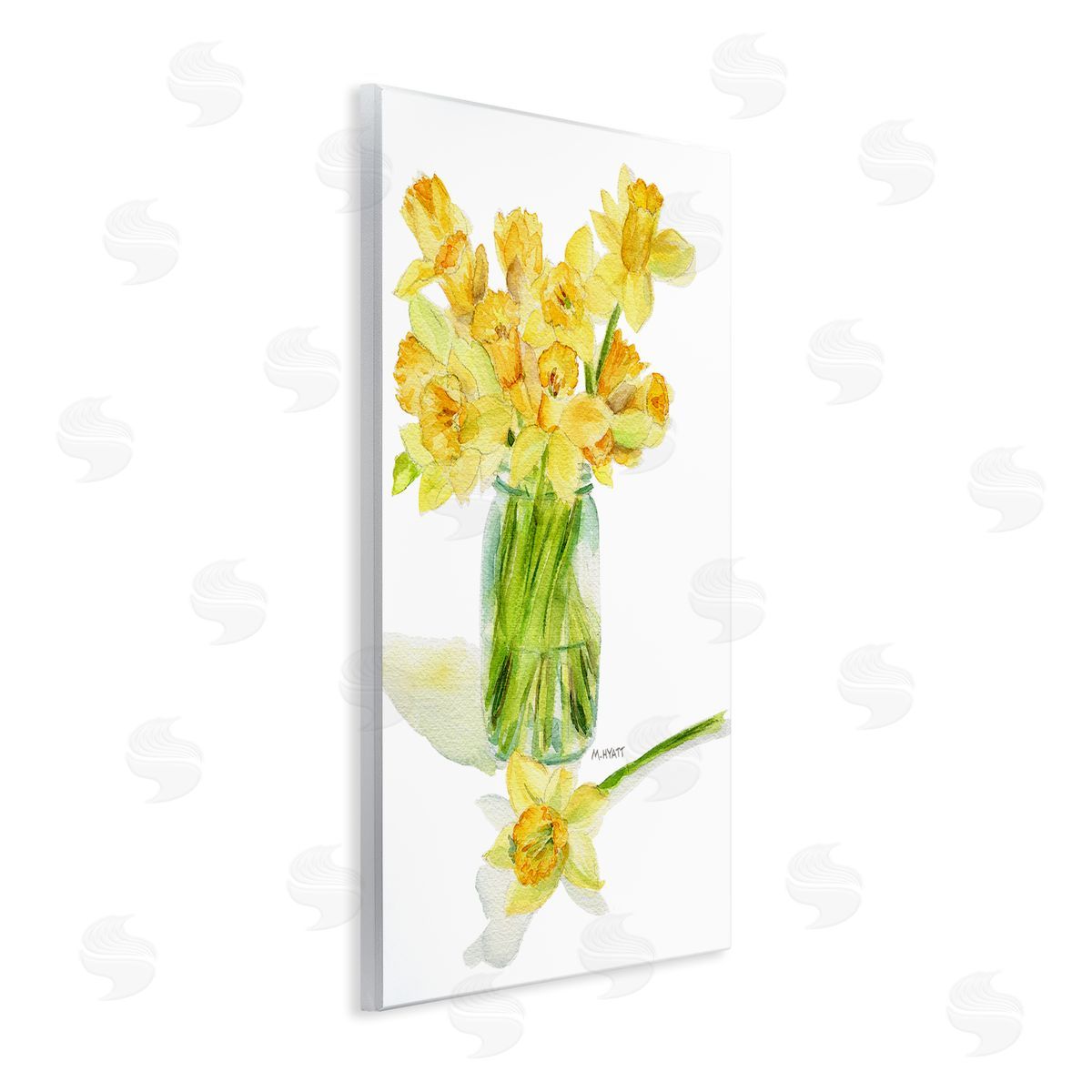 Melissa Hyatt Yellow Daffodil Bouquet in Canning Jar Wall Plaque Art