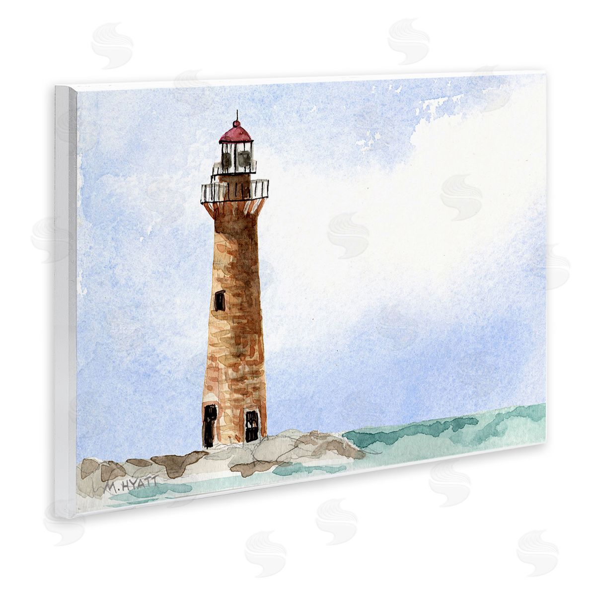 Melissa Hyatt Coastal Little Gull Lighthouse Soft Watercolor Seascape Wall Plaque Art