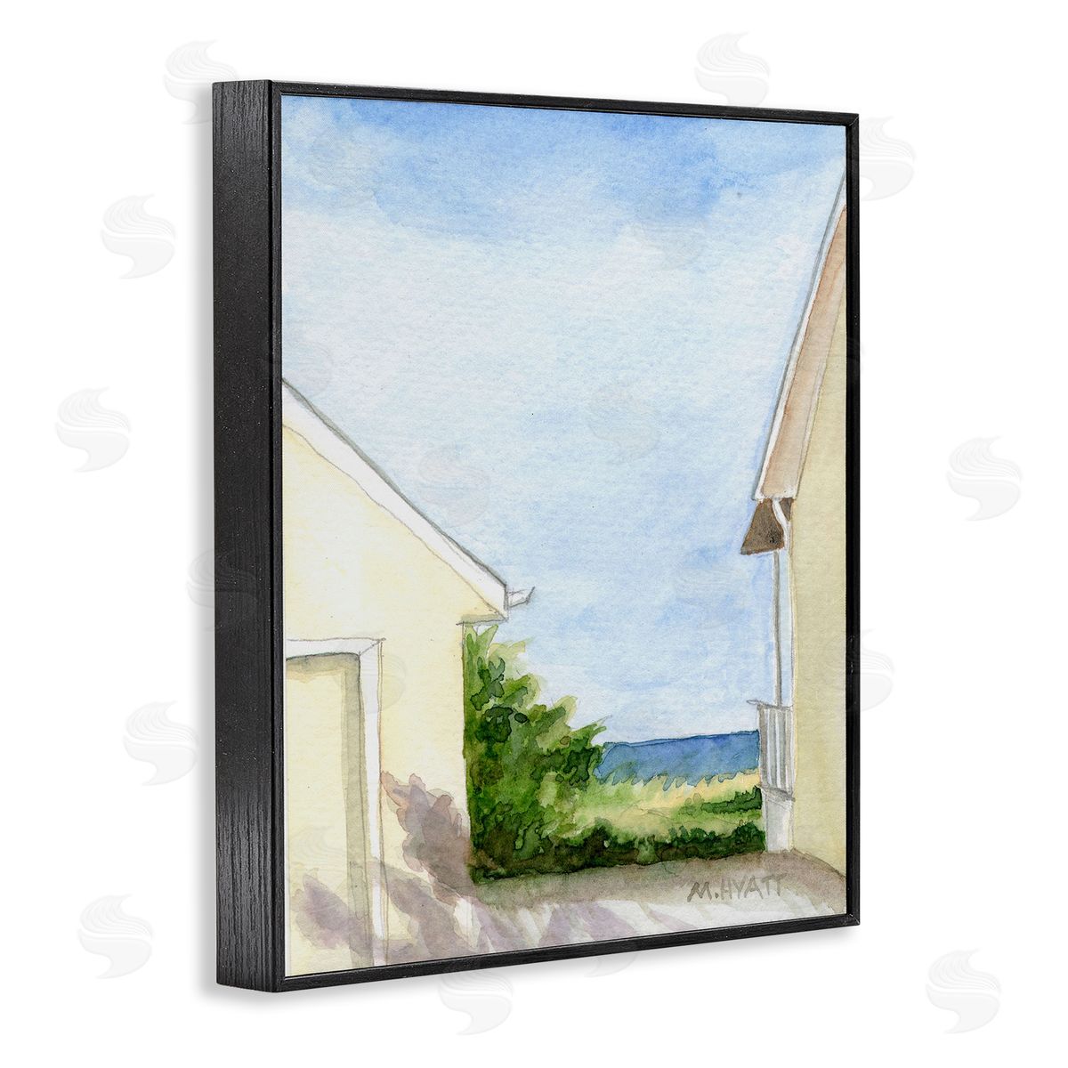 Melissa Hyatt Ocean Cliffside In-Between Beach Cottage Architecture Black Framed Giclee Wall Art
