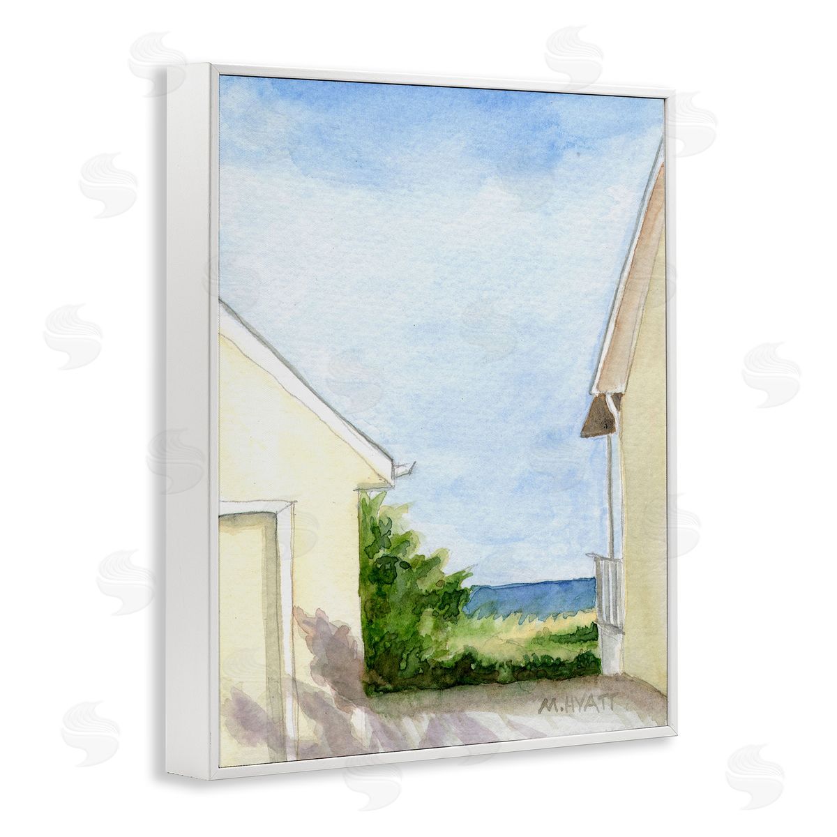 Melissa Hyatt Ocean Cliffside In-Between Beach Cottage Architecture White Framed Giclee Wall Art