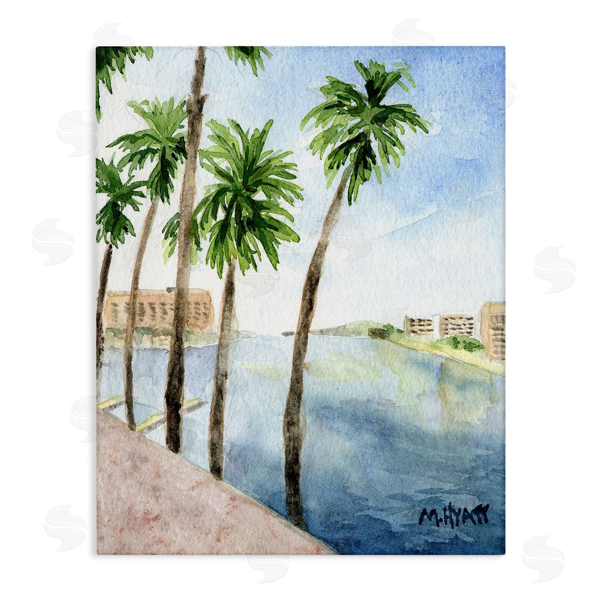 Melissa Hyatt Tropical Palms Along the River Edge Landscape Canvas Wall Art