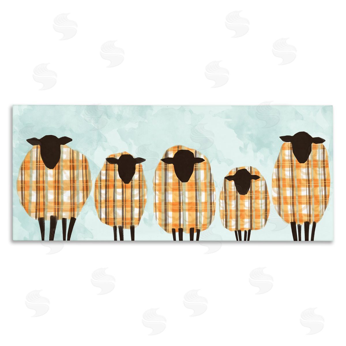 Ziwei Li Black Sheep Herd Orange Plaid Autumn Sweaters Canvas Wall Art