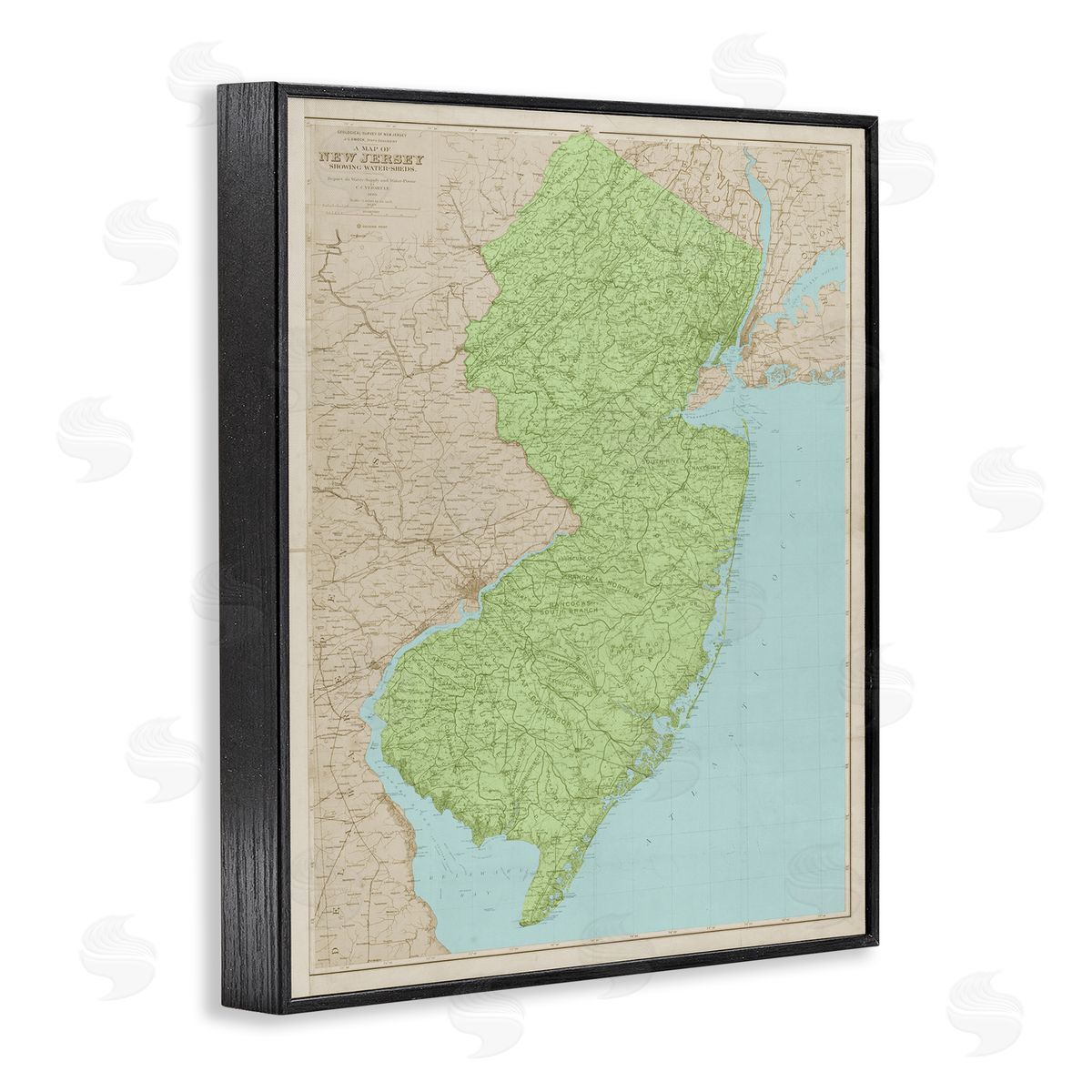 Stupell Studio Map Of New Jersey Classical State Border Black Framed Giclee Wall Art