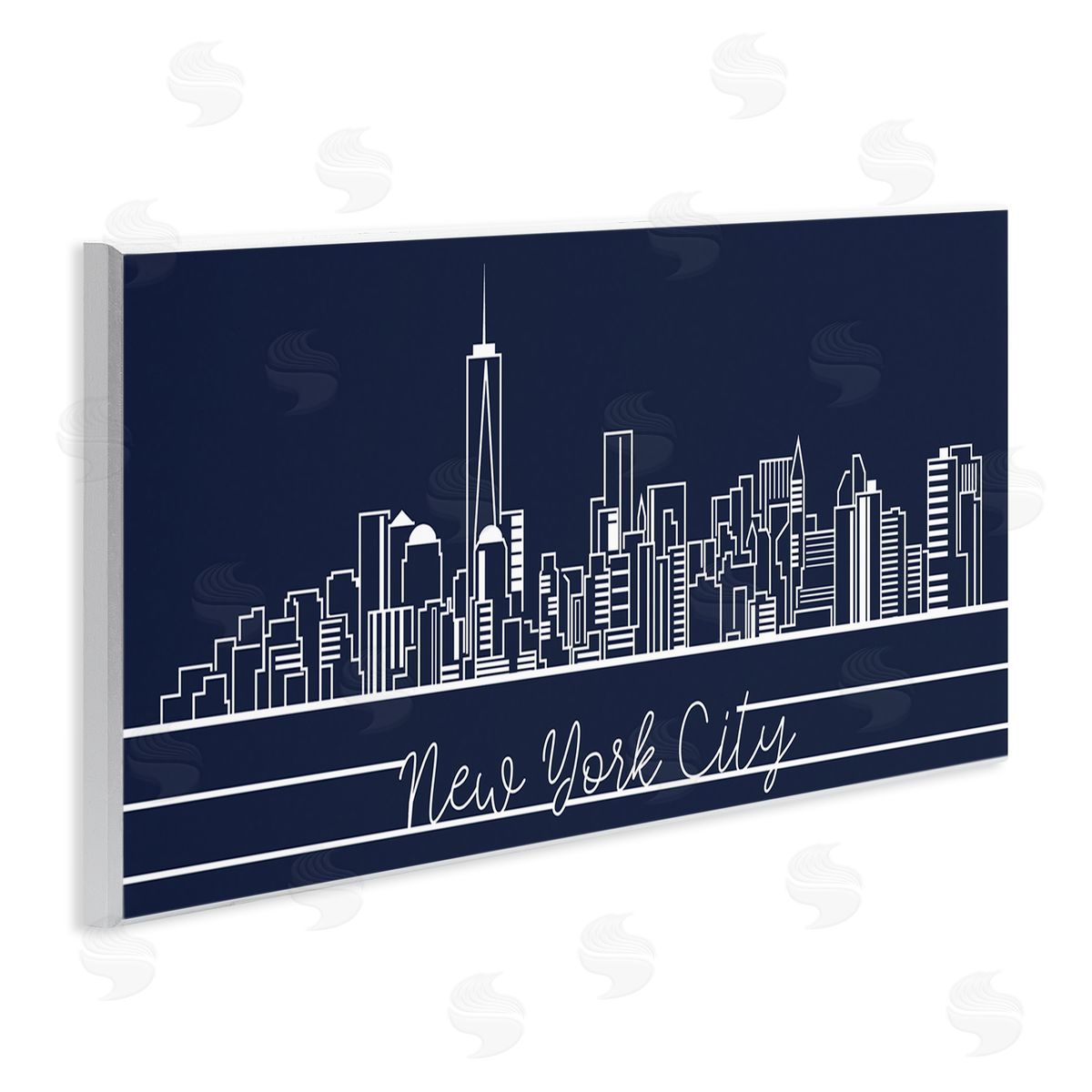 Stupell Studio New York City Skyline Deep Blue White Outline Wall Plaque Art