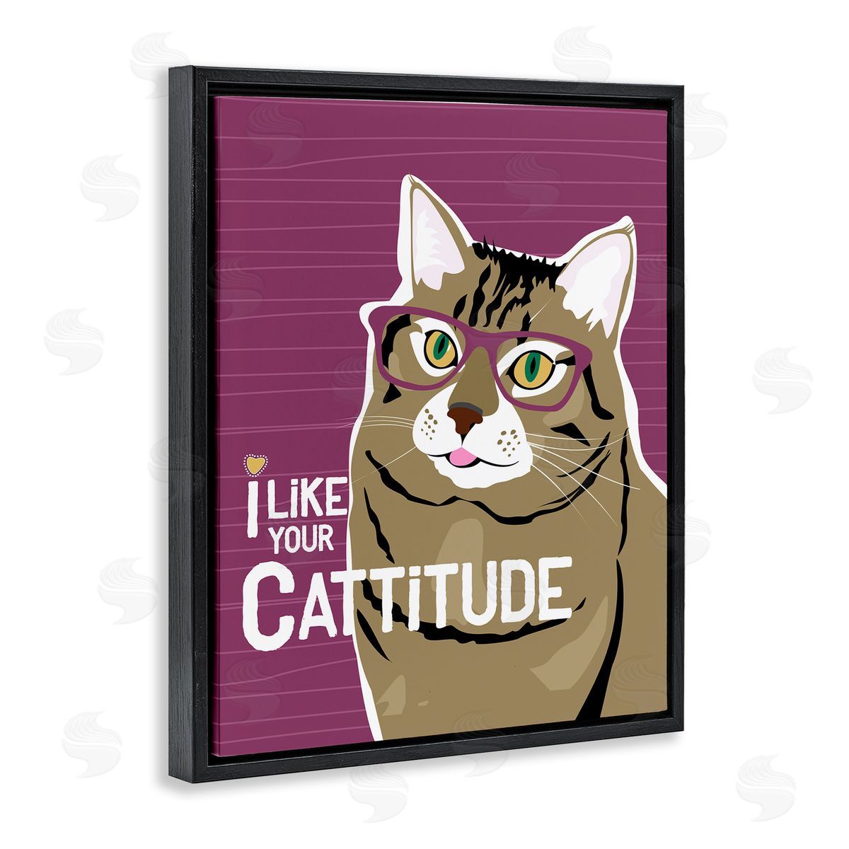Ginger Oliphant Like Your Cattitude Phrase Cat With Glasses Pet Black Floater Frame Canvas Art