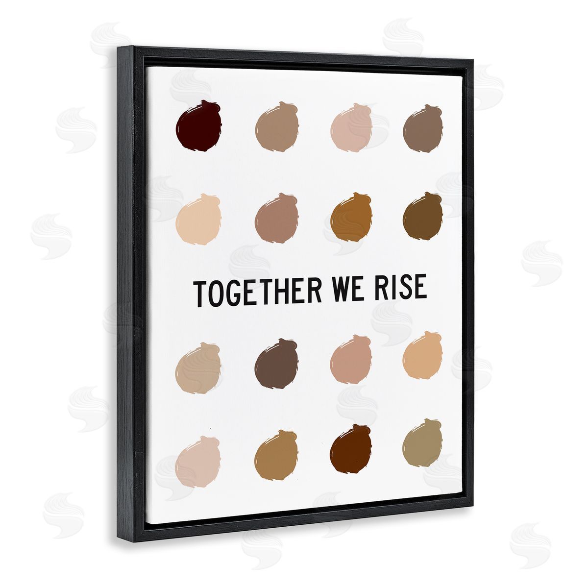 Tenisha Proctor Together We Rise Inspirational Phrase Neutral Tone Marks Black Floater Frame Canvas Art