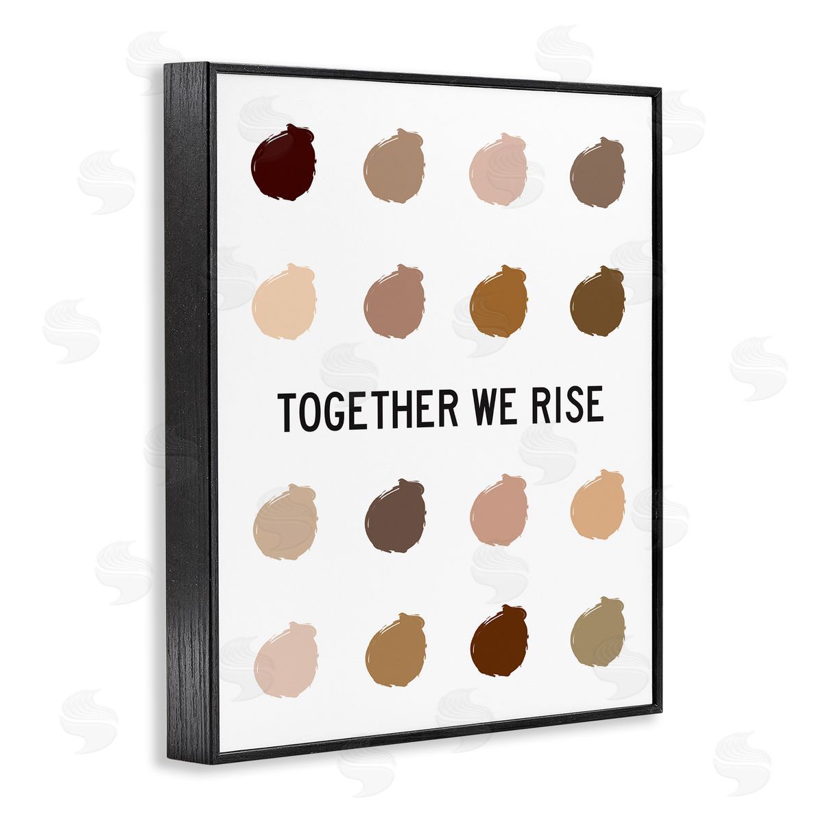 Tenisha Proctor Together We Rise Inspirational Phrase Neutral Tone Marks Black Framed Giclee Wall Art