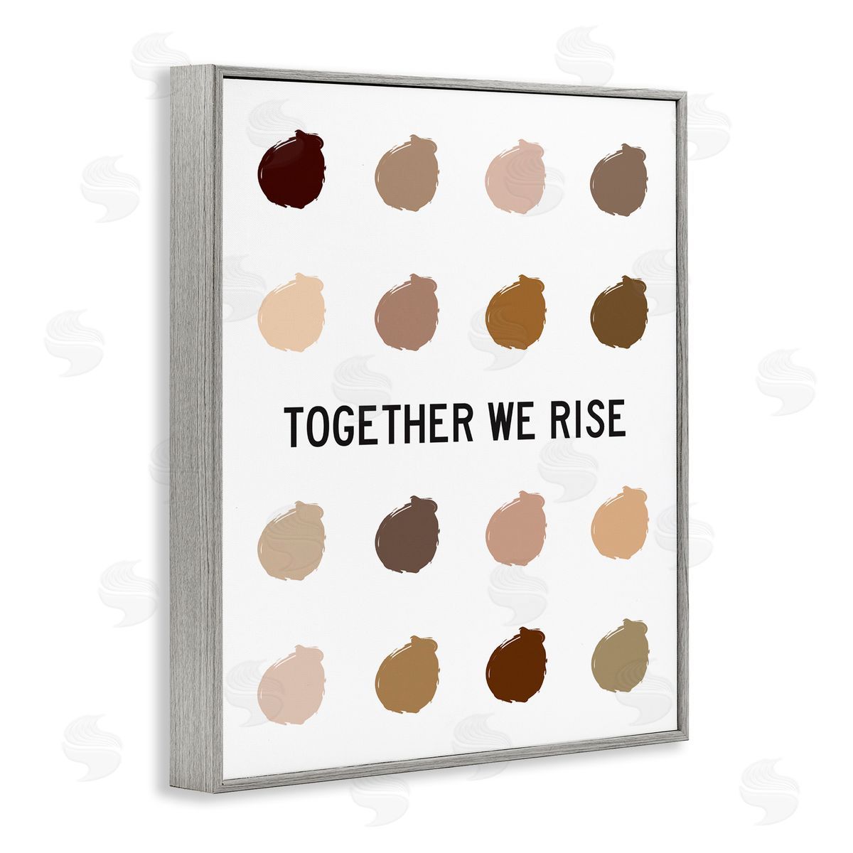 Tenisha Proctor Together We Rise Inspirational Phrase Neutral Tone Marks Gray Framed Giclee Wall Art