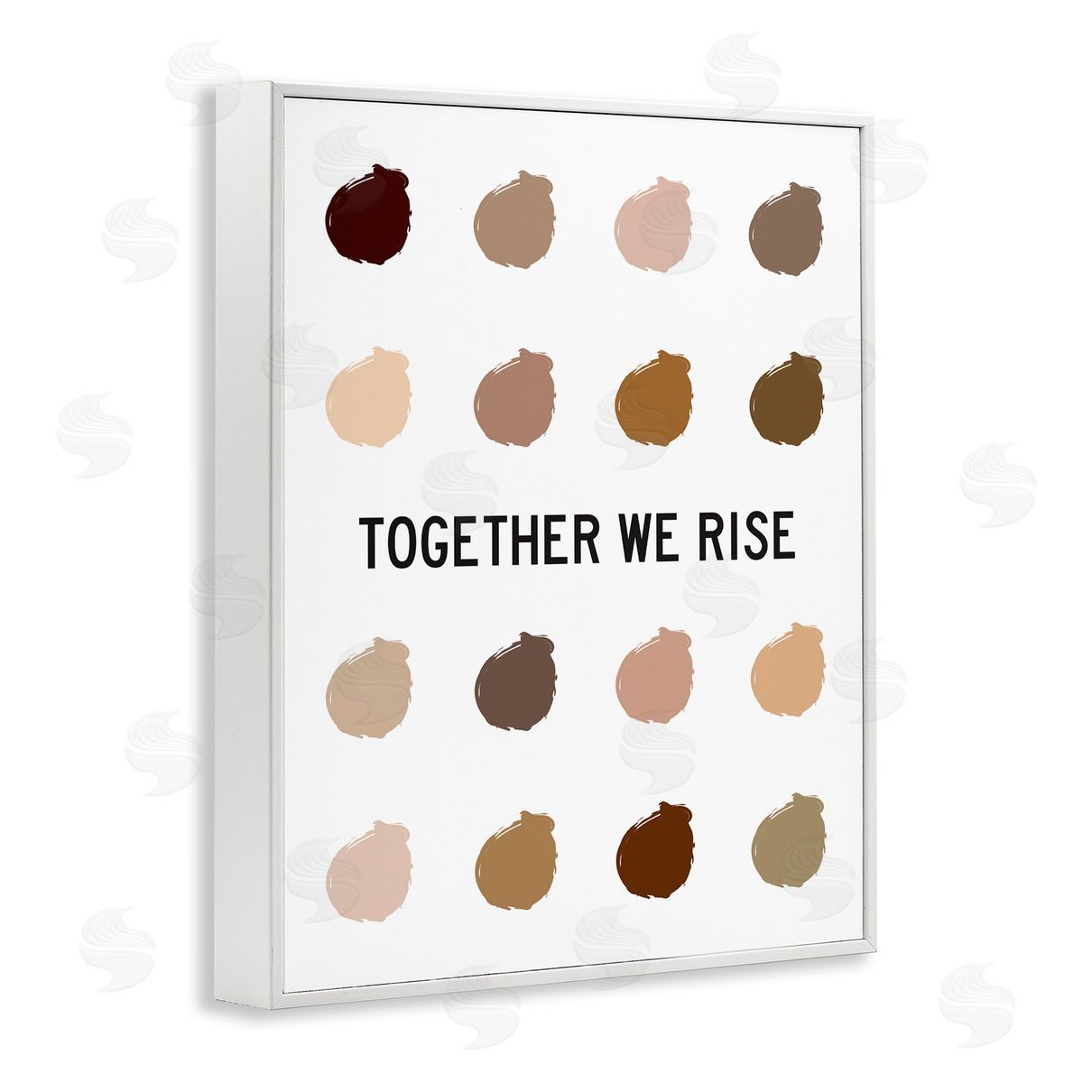 Tenisha Proctor Together We Rise Inspirational Phrase Neutral Tone Marks White Framed Giclee Wall Art