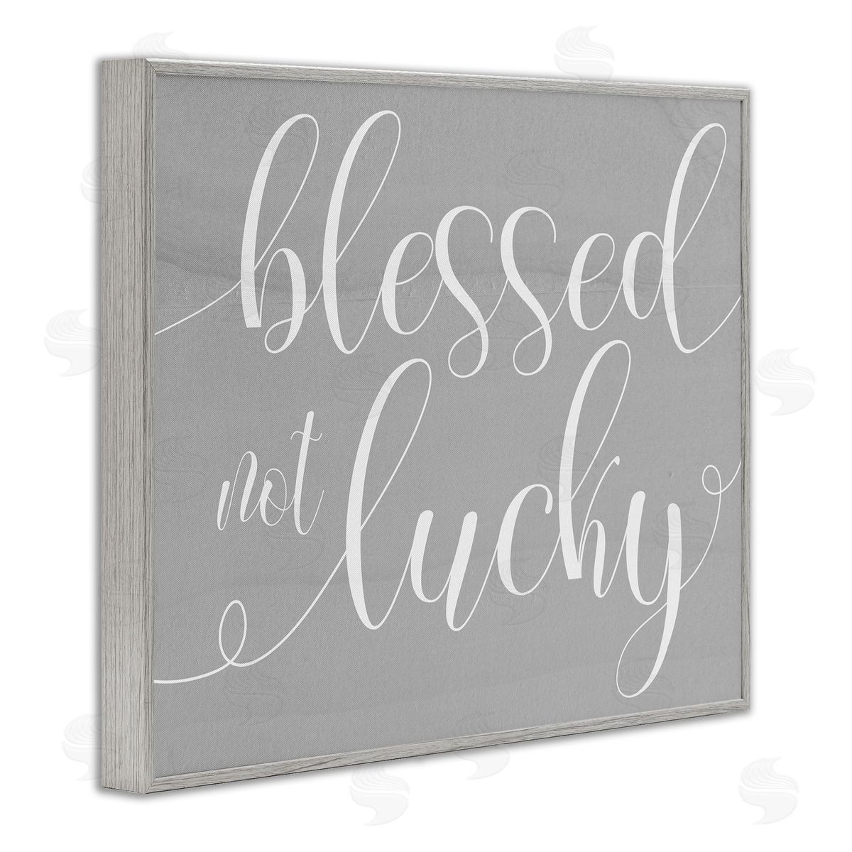 Stupell Studio Blessed Not Lucky Quote Soft Cursive Typography Gray Framed Giclee Wall Art